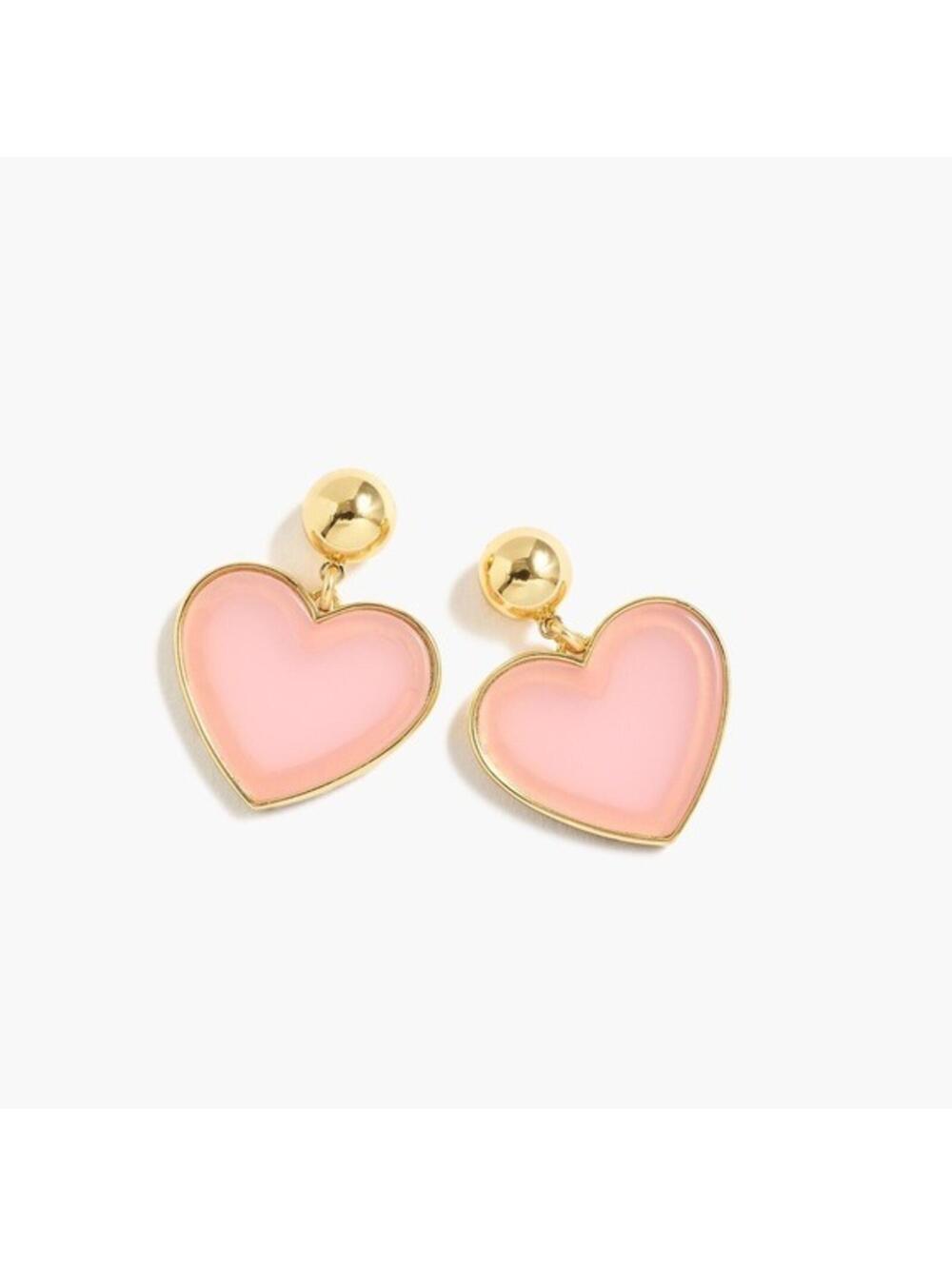 J.Crew Heart Drop Earrings Acetate Pale Pink